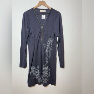 For Love & Liberty Johnny Was Zip Front Tencel Whimsigoth Beaded Dress Sz L New